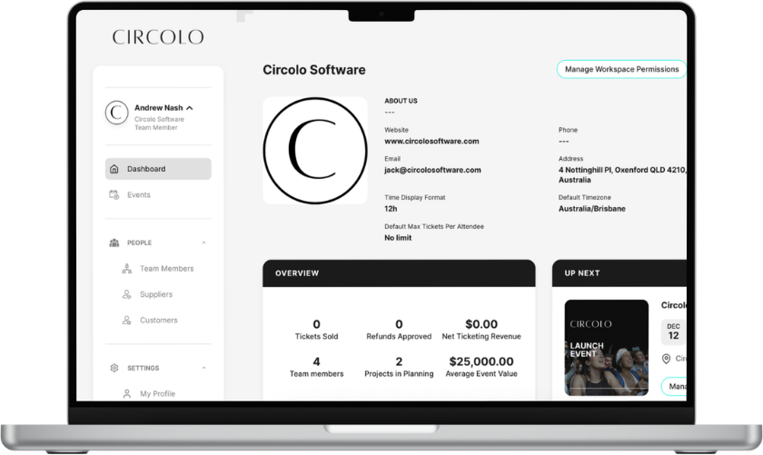Circolo event management dashboard